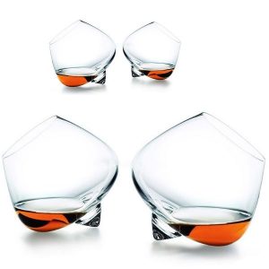 Lot De 2 Verres à Whisky Rotatifs En Cristal Avec 2 Sous-verres Créatifs En Noyer Et Coffret Cadeau – Pour Scotch, Bourbon, Cocktails