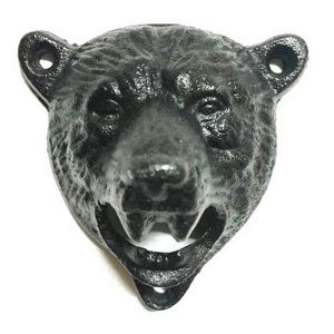 Décapsuleur mural original en tête d'ours, vue de face