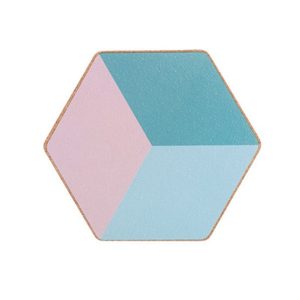 Dessous de verre hexagonal bleu et rose
